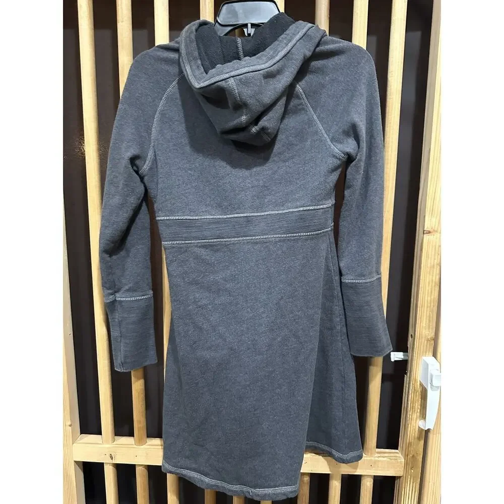 prAna Hoodie Dress Womens Small Gray Organic Cotton Long Sleeve Casual Pullover - Picture 2 of 6